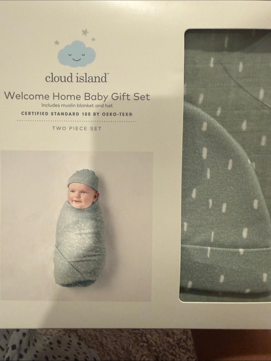 cloud island Other - cloud island Sage Green Muslin Blanket & Hat Set